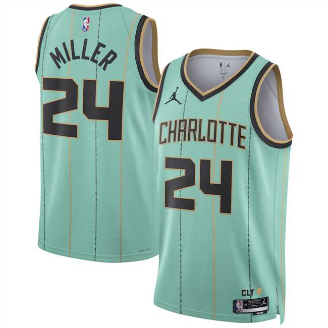 Men%27s Charlotte Hornets #24 Brandon Miller Mint 2024-25 City Edition Stitched Jersey Dzhi
